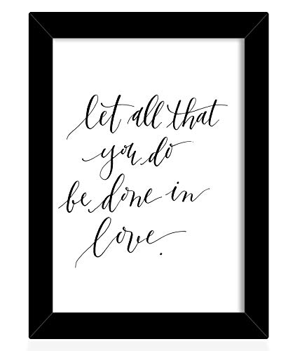 Tied Ribbons Let All That You do be Done in Love Printed Motivational Engineered Wooden Framed Poster for Wall (25.9 x 34.5 cm)
