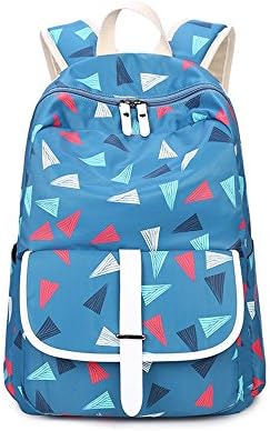 Saint Kaiko Geometric Pattern Canvas Backpack School Bakcpack for Women and Men School Bag Daypack Teenager Rucksack Traveling Backpack for Hiking Clambing (Dark blue)