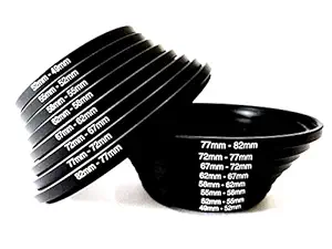 HIFFIN Lens Filter Step Up and Step Down CONVERTION Rings Set 16Pcs 49 mm-82 mm and 82 mm-49Mm As Hood