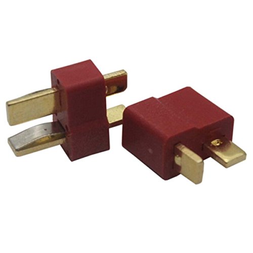 Foxnovo 20 Paar Gold T-Stecker mit vergoldeten Stecker Deans Style männlich und weiblich für RC LiPo Akku Hubschrauber Flugzeug (rot) - 2