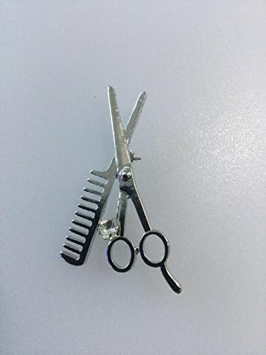 Hair Dressers Scissors And Comb Silver Plated Brooch