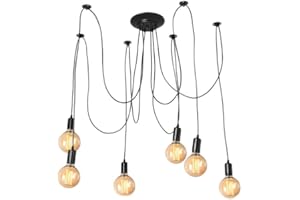 ‎EJOYOUS lampen Spinne Kronleuchter, DIY Deckenleuchte Pendelleuchte Lampe Kopf Halter Retro Industry Ceiling Light Speisesaal für Schlafzimmer Wohnzimmer Esszimmer Hotel Dekoration (6 Kopf)