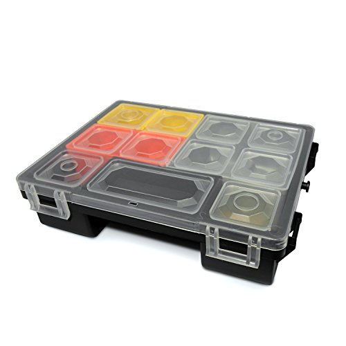 3 Stück Organizer, Sortierboxen in drei Größen aus robustem Kunststoff. Mit herausnehmbaren Schalen für Kleinteile. Topp für Haushalt, Werkstatt & Garage! - 7