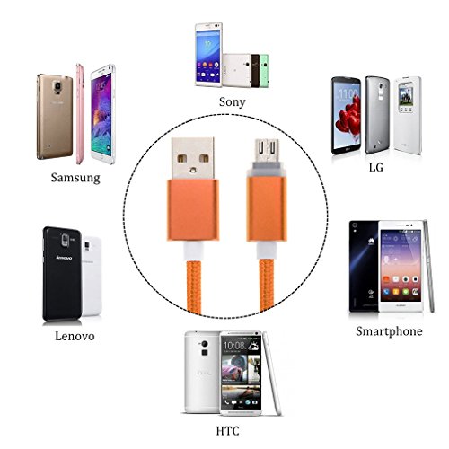 iMusi Micro USB Kabel für Android Smartphone mit LED High Speed [Syncwire & Ladekabel] – Lebenslange Garantieserie – für Samsung Galaxy, HTC, Huawei, Sony, Nexus, Nokia, Kindle und mehr Orange - 8