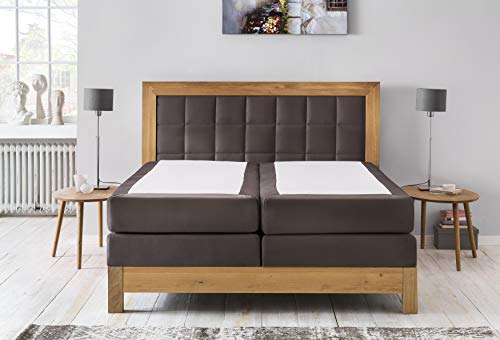 Preisvergleich Produktbild Furniture for Friends Möbelfreude Boxspringbett Puzzle Bonellfeder- und Taschenfederkern Wildeiche / Terrabraun 160 x 200 cm H2 / H3