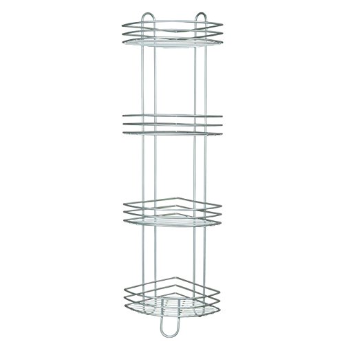 Rayen 2071 Duscheckregal, 4 Ablageflächen, 95 x 22 x 22 cm, silber