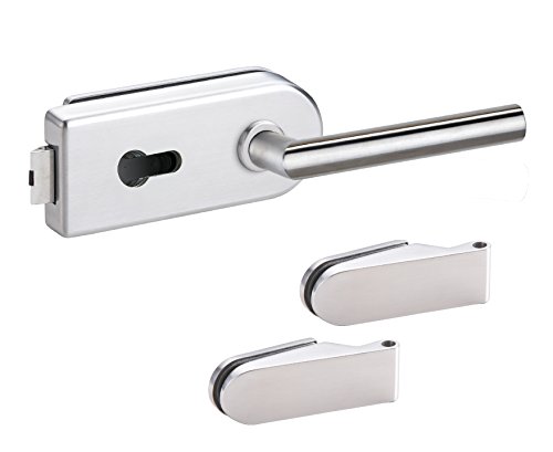 Preisvergleich Produktbild Stil-Echt GmbH Glastürbeschlag Set, Glastürschloß + Studiobänder, Glastürbeschläge Edelstahl, Hermat