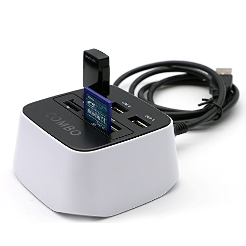 BAILONGJU High Speed All-in-1 USB 2.0 Kartenleser / USB Combo mit 3 USB Anschlüssen und einem MS/SD/M2/TF Kartenleser/ mit blauem hintergrund licht - 4