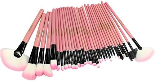 YINGMAN Wood 32Pcs Makeup Brushes Kit Professional Cosmetic Make Up Set + Pouch Bag Case (Pink)