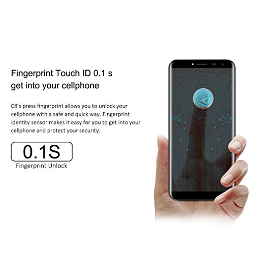 Smartphone Cellulare senza contratto, Oukitel C8 3G Dual SIM Quad Core Android 7.0 telefono Phone ,5,5 pollici 18: 9 rapporto cornice Touch Screen Phone con Fingerprint Sensor, 13MP/MP, GB RAM + GB R