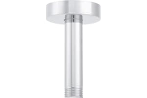 TOMOTATO Brazo de Ducha G1/2in con Brida, Brazo Recto de Cabezal de Ducha de Lluvia de Acero Inoxidable para Montaje en Techo de 10cm, Techo Accesorios de Ducha para Ducha de Lluvia, Cromo