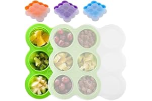 WANGZAIZAI Recipiente de silicona para alimentos para bebés, moldes de silicona con tapa para alimentos de bebé, cubitos de hielo, caramelos y chocolate (color al azar, 9 x 75 ml)