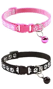 Inrali 2PCS Breakaway Bowtie Cat Collar -Cat Collar with Bell Kitten Collars with Bell Charm, Solid & Safe,Mixed Colors