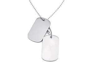 MFUOE Dog Tag Pendant Necklace Stainless Steel Necklace Engravable Large Dog Tag Pendant on Chain for Men Women Boys Halloween Costume Photo Props