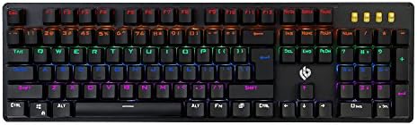 LEOBOG K20 Wired Mechanical Keyboard,Gaming Keyboard,Mixed Color Backlight,104 Key,Anti-Ghosting For Full Key,Blue Switches,Aluminum Chassis,PC,Computer, Notebook,Laptop,Chromebook,Macbook (Black)