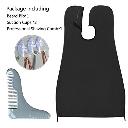 BeYself Bart Schürze für Bartgestaltung Beard Apron Cape und Professionelle Kamm Rasieren – Bart Lätzchen für Schneiden des Bartes und Sauberes – Schwarz - 7