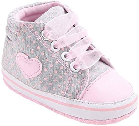 BESTOPPEN Newborn Baby Canvas Boots,Toddler Kid Infant Girls Soft Sole Sneaker Lovely Anti Slip Shoes Winter Spring Warm Fashion Love Lace Up Print Shoes Size for 0-18 Months (11cm/0~6M, Gray)