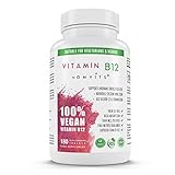 Vegan Vitamin B12 Methylcobalamin 1000mcg - 180 Vegan Tablets (6 Month Supply) - Palm Oil Free & Sustainable - High-Dose B12 Supplement to Support Energy Release and Reduction of Tiredness & Fatigue