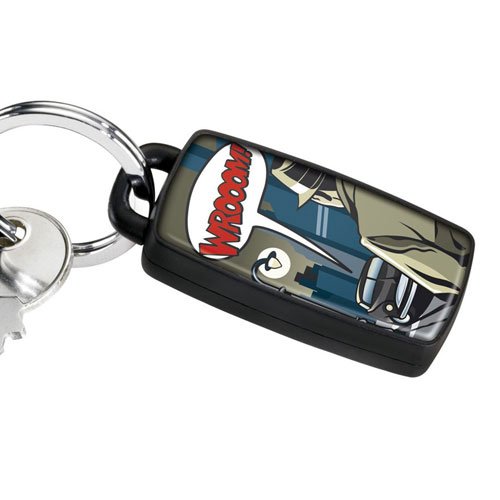 Preisvergleich Produktbild TROIKA DETECTIVE SCHLÜSSELFINDER - #KYR10-A500 - meldet sich mit Motorengeräusch - Schlüsselanhänger mit Dekor - Schlüsselring - schwarz - das Original von TROIKA