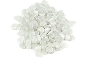 SPICOM 100pc Glow in The Dark Pebble Stones Luminous | Decorative Stones | For Fish Tank Garden Pathway Flower Pot Bed Shiny | MIX COLOURS (White)