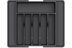 NathrBTV Cuberteros Para Cajon Cocina Negro Grande Organizador Cubiertos Para Cajon Cubertero Cajon Puede Almacenar Tenedores Cuchillos Almacenamiento