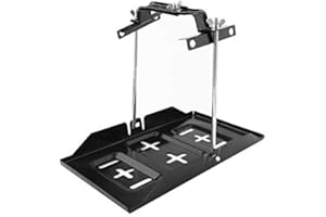 Lyrlody Universal Metal Car Battery Tray, Adjustable Hold Down Clamp Kit, Black, Width Adjustable Range 135-190mm, for Glass Fibre Battery Box