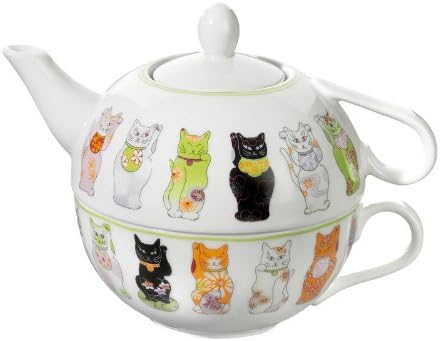 Orientis Gourmet Dolly Cat 400ml / 13.5 fl oz Porcelain Combined Teapot and Cup 60131