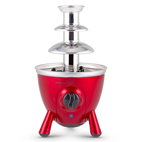oneConcept Cioccolata di Trevi Schokobrunnen Partybrunnen für Schokolade (60W Leistung, 2 Betriebsmodis, verstellbare Standfüsse, Gehäuse und Turm aus Edelstahl, 3 Etagen) rot - 3