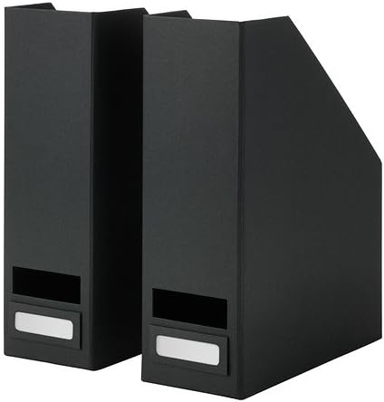 TJENA Magazine File, Black, Pack of 2, Depth: 25 cm Width: 10 cm / 10 cm. Easy to pull out and lift as the magazine file has a cut-out handle.