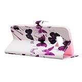 Hülle für Samsung Galaxy S8 Plus,Galaxy S8 Plus Lederhülle,Galaxy S8 Plus Handyhülle Flip Wallet PU Lederhülle Magnetic Buckle Schutzhülle ,Felfy Ledercase Tasche Hüllen Brieftasche Bunte Gemalt Malerei Schmetterlinge Blumen Bär Feder Vögel Muster Frischer [PU Leder & Silikon Innenschale] Schutzhülle Tasche Schale Handy Etui Karten Slot Lederhülle für Samsung Galaxy S8 Plus [Lila Schmetterling] + 1x Silver Stylus+ 1x Bling Dust Plug [Farbe Random] - 4