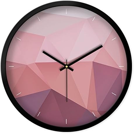 BYLE Creative Stylish Geometric-Patterned Green Blues Clock Quartz Clock Living Room Bedroom Modern Mute Home Decor Wall Clock, 12 Inch, Red Geometric Black Box,
