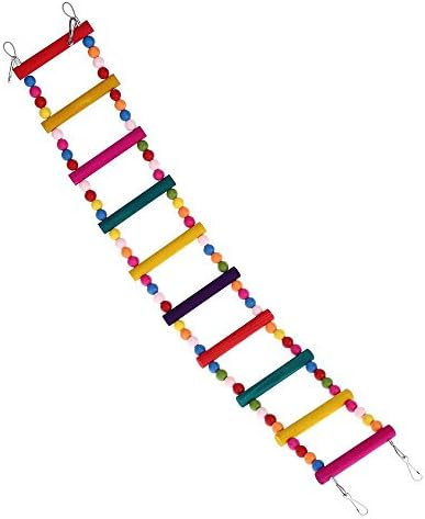High-quality Natural Wood Pet Bird Parrot Ladder Toy with Steel Wire Connecting Flexible Bird Ladder for Parrot Parakeet Budgie Cockatiel lovebirds , S