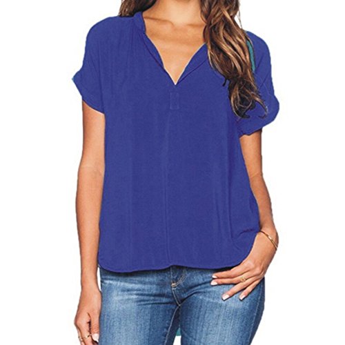 Chiffon Blouses For Women Ladies Summer Shirt Short Sleeve Loose