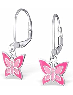 SL-Silver Ohrringe Kinderohrringe Schmetterling zwei Farben Leverback 925 Silber