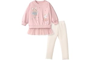 TCWWBB Girls Kids Outfits Clothes Set Toddler Cute Unicorn Bunny Bowknot Birthday Print long Sleeve Cotton Shirt jumper Dresses Tops Leggings Trousers Pants 2 Piece Clothing Set Age 1-7 Years Old