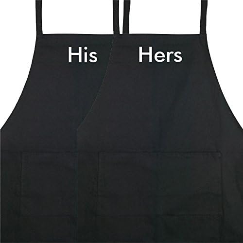 His &amp; Hers Aprons Double Pack - 5 Colour Variations Available (Black His / Black Hers)