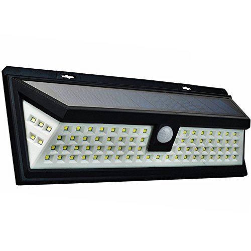 Preisvergleich Produktbild JIGUOOR Solarleuchten 80LEDs Superhelle Solarlichter Beleuchtung Solarlampe für Garten Auffahrt Innenhof Hof Weg Wand Deck mit Bewegungsmelder Licht PIR Wireless Wasserdicht Solar Wandleuchte