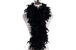 KOPPER-24 Boa en plumes 180 cm – Costume burlesque garden long XL grand boa écharpe plumes Carnaval Carnaval Bricolage Ailes d'ange indiennes adultes – Noir