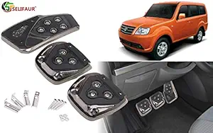 Selifaur - 3 Pcs Black Non-Slip Manual Car Pedals kit Pad Covers Set for Tata Sumo Grand