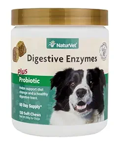 NaturVet ?�� Digestive Enzymes for Dogs - Plus Prebiotics & Probiotics ?�� Helps Support Diet Change & A Healthy Digestive Tract ?�� for Dogs & Cats ?�� 120 Soft Chews