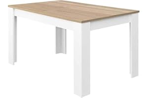 HABITDESIGN LOUNGITUDE - Table à Manger Extensible L140/190 cm - Blanc/chêne
