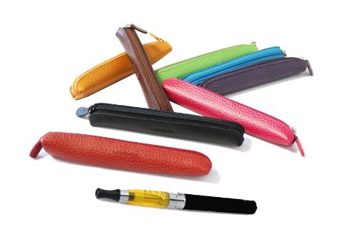 Preisvergleich Produktbild Mini Ledertasche - E-Zigarette / Stifthalter von Laurige - braun - 16x2cms