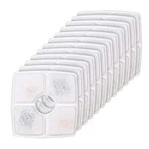 MEWTOGO 12 Pack Pet Fountain Filter Replacement- Square Cat Drinking Water Fountain Filters Replacement Filled for Automatic Dog Cat Water Fountain Dispenser