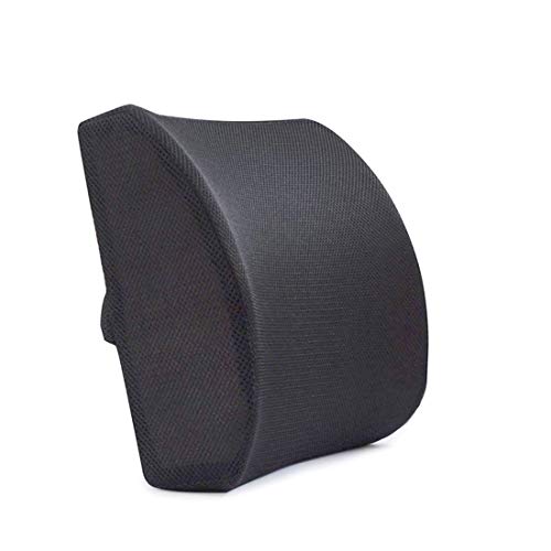 Memory Foam Lumbar Support Pillow,Ergonomic Back Support Cushion for Home, Office, Car, Travel, Relieve & Prevent Lower Back, Sciatica, Disc Pain (Black)