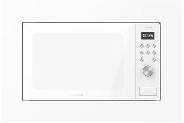 Cecotec Micro-ondes à encastrer Digital GrandHeat 2050 Acier noir. 800 W, 20 litres, gril, 7 fonctions, revêtement intérieur en céramique, acier noir encastré. (700 W, Blanc)