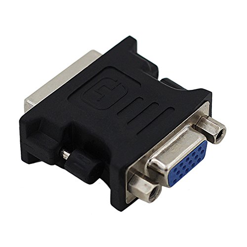Camac DVI-I 24 + 5 Pins (männlich) Dual-Link-Quelle der PC / Laptop zu VGA 15-pins (weiblich) VGA Monitor Anzeige Gold überzogen Adapter – Schwarz - 3