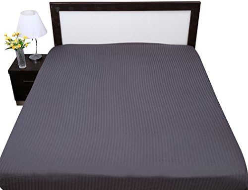 MAx Staunch One Qty Fitted Sheet - Euro Double IKEA Size Dark Grey Solid Egyptian Cotton 650-Thread-Count Sateen (+36 CM) Pocket Depth.