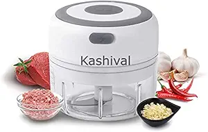 Kashival 100 ML USB Electric Mini Garlic Chopper Mixer, Portable Cordless Grinder Small Food Processor for Onion, Ginger, Pepper, Nuts, Meat Mini Food Crusher, Multicolor (100 ML, 30 Watts)