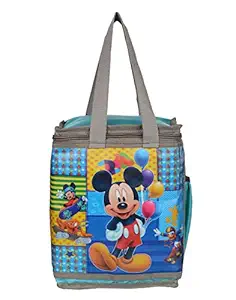 NK Bags Boys Polyester 3D Photo Mickey Mouse Lunch Bag (Green)