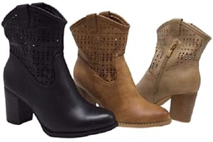 SENZA MARCA Fashion Moda Stivali Stivaletti Donna Caviglia Anfibi Primaverili Estivi Traforato Biker New Tronchetto Nero Beige Nuovi Estate Tacco Comodi G633